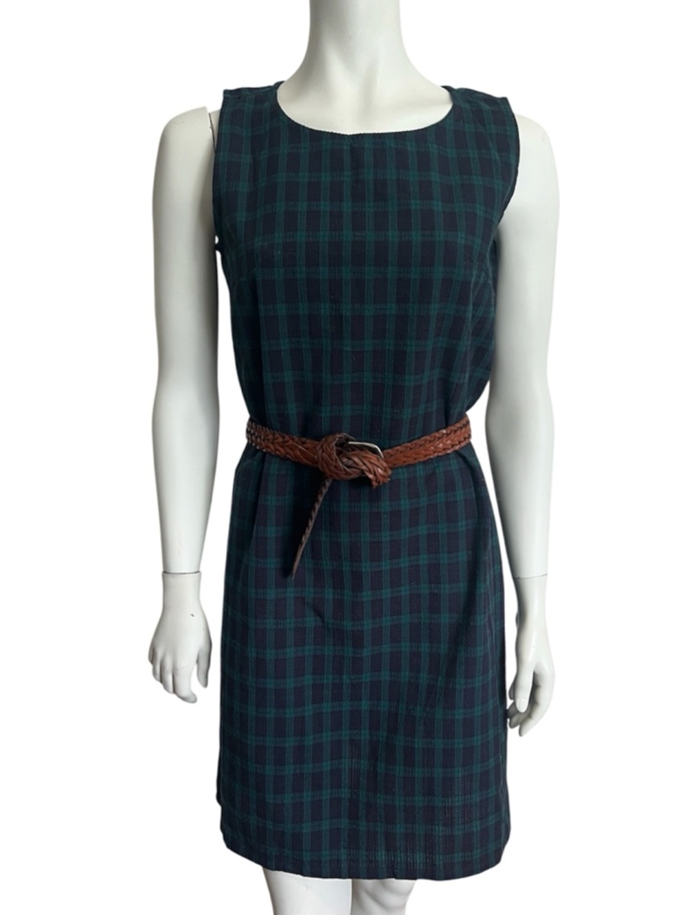 VINTAGE 90s Plaid Cotton Dress Size Small